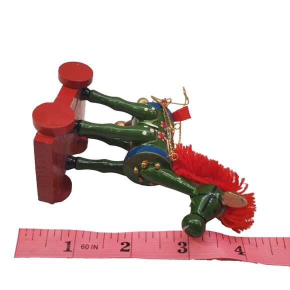 Vintage Wooden Red Rocking Horse Christmas Ornament Trojan Horse Ornament - Picture 9 of 13